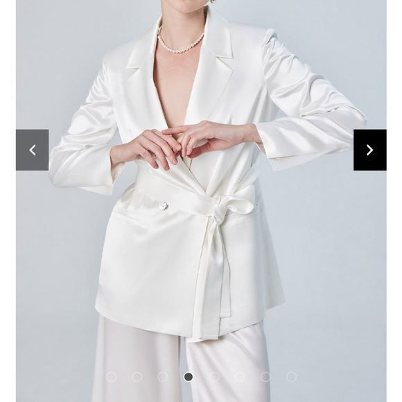 Silk Maison Pearl White Blazer Pant Set NWT - Picture 4 of 11